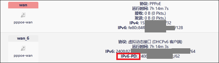 WAN 接口获取 IPv6-PD