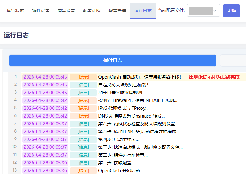 启动成功日志